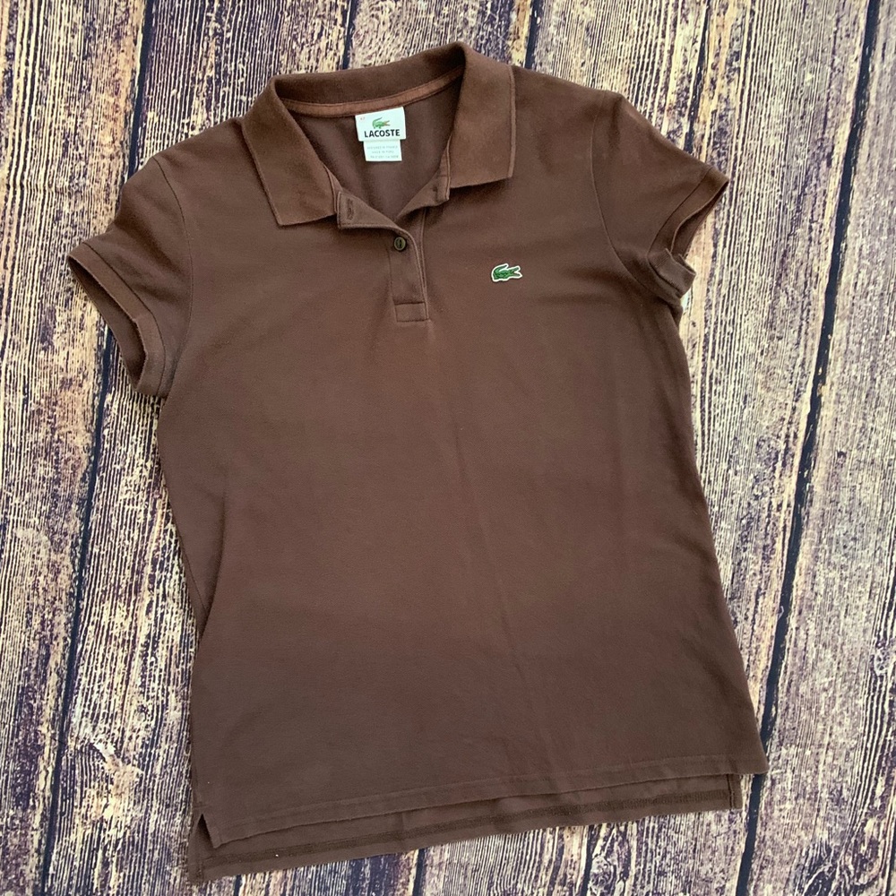Womens Lacoste size 42 chocolate brown polo